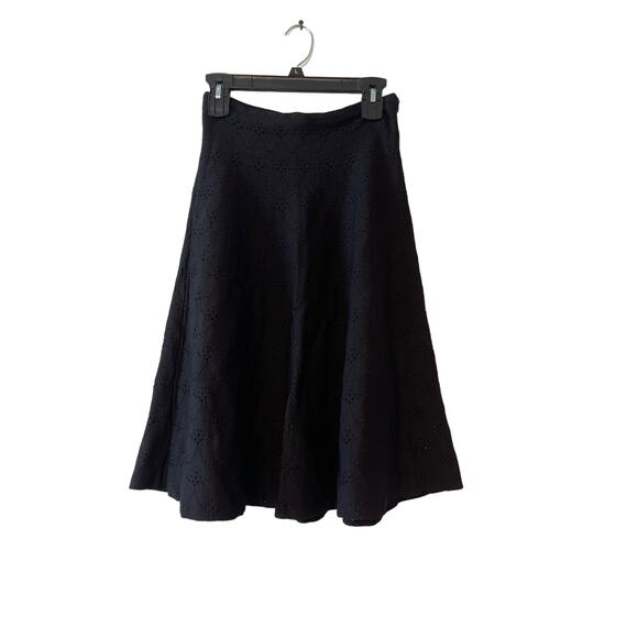 Christian Dior Rare Cashmere Silk Black Eyelet High Waist Midi Skirt *SZ 16 (10) - Picture 1 of 10